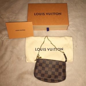 LOUIS VUITTON DAMIER EBENE MINI POCHETTE BRAND NEW IN BOX, WITH RECEIPT!